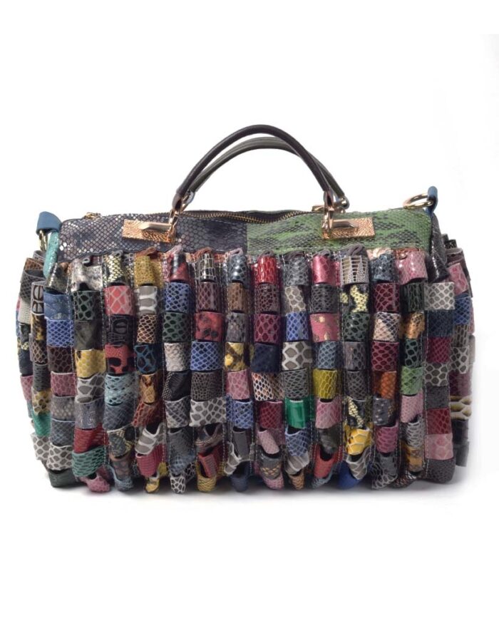 Multi colour lederen tas